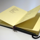 The pocket-sized Moleskine sitting open